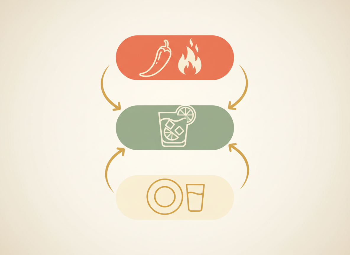 Illustration of chili heat and drink pairing ideas