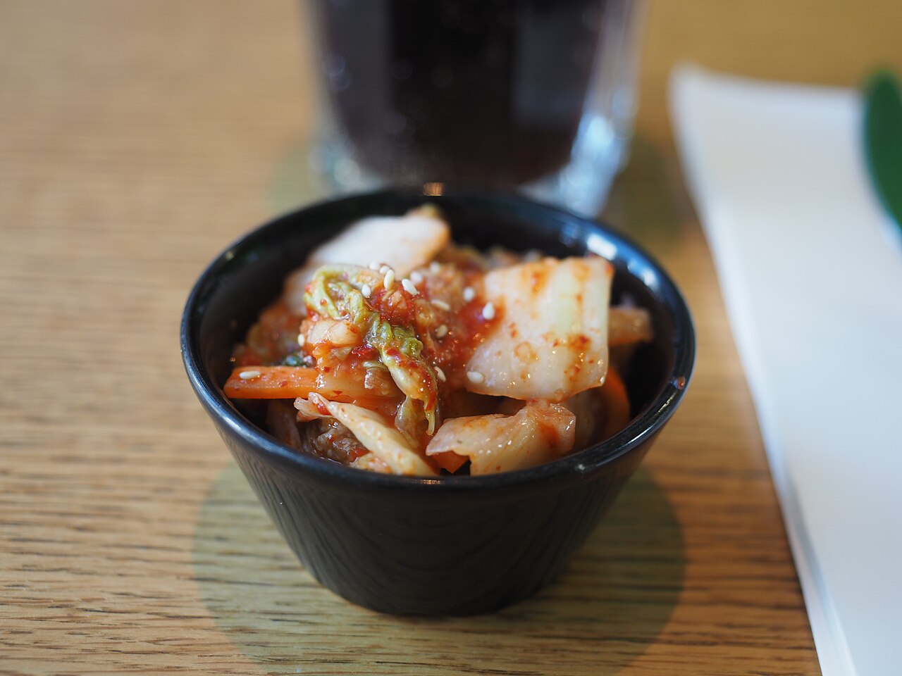 Kimchi restaurant side dish illustrating the fermented kimchi ingredient before making a creamy dip