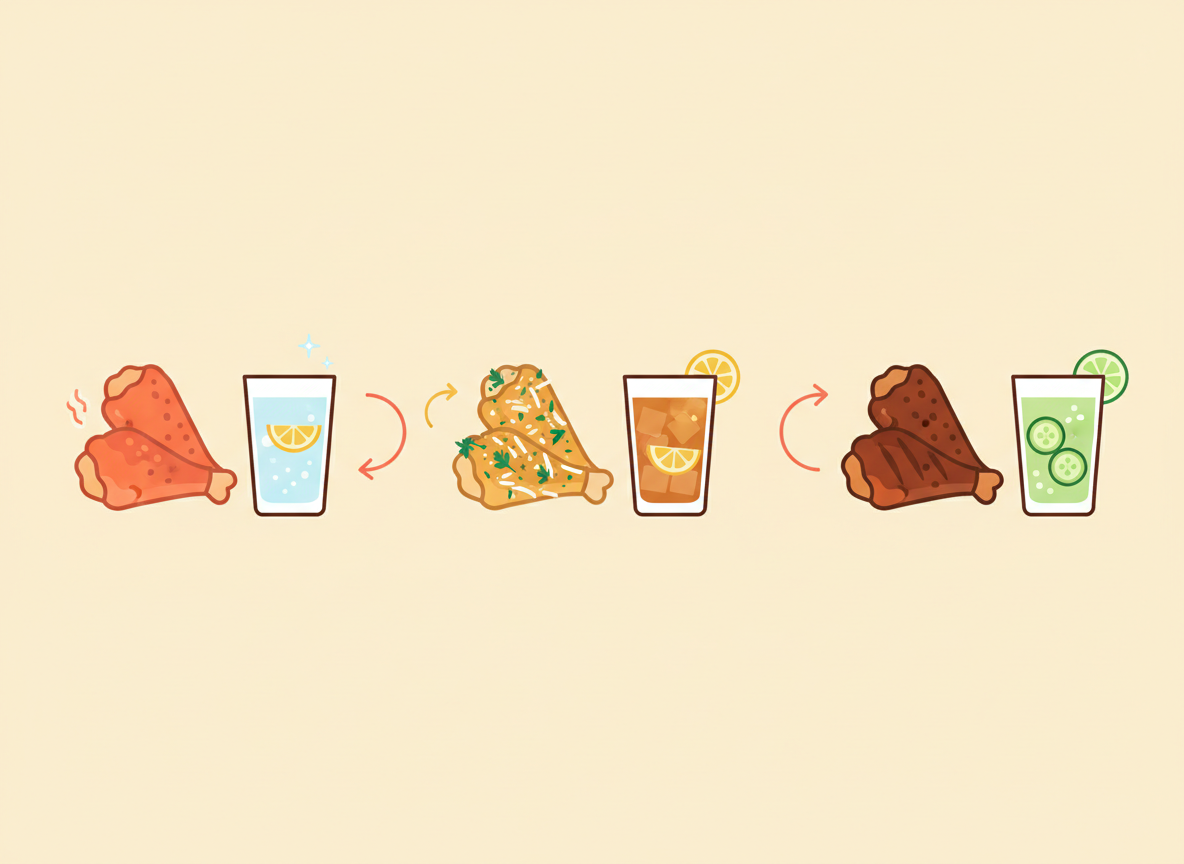 Wing and no-alcohol drink flavor pairing visual guide
